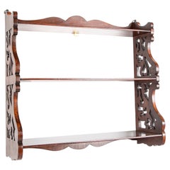 19th Century English Regency Carved Mahogany Hanging Shelf