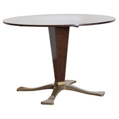 Italian Rosewood Mid Century Round Pedestal Dining Table