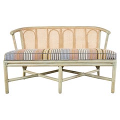 McGuire Organic Modern Caned Rattan Bench Settee