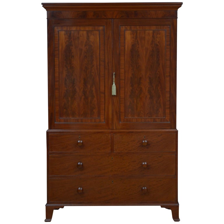 Regency Mahogany Linen Press at 1stDibs
