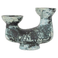 French Ceramic Asymmetrical Candleholder by Jacques Blin