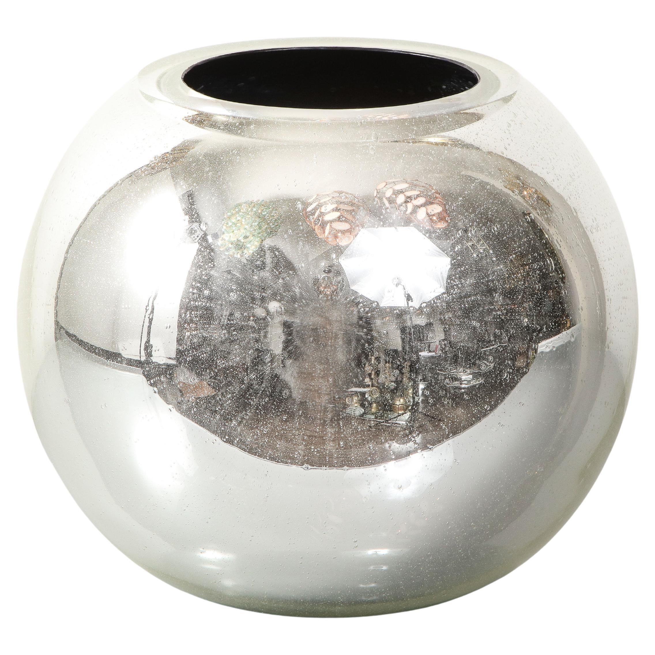 Custom Large Round Mirrored Galaxy Vase