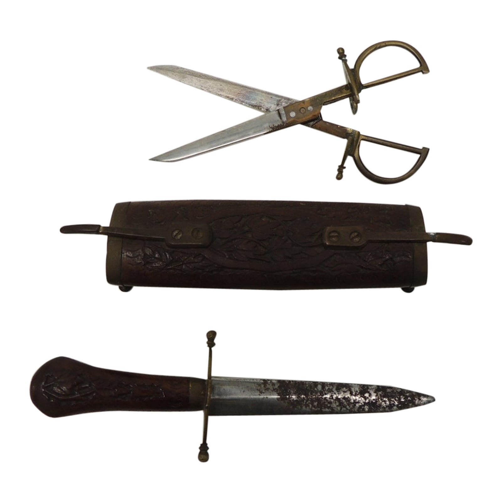 Late 19th Century Silver Desk Set, Letter Opener, Fountain Pen, Letter