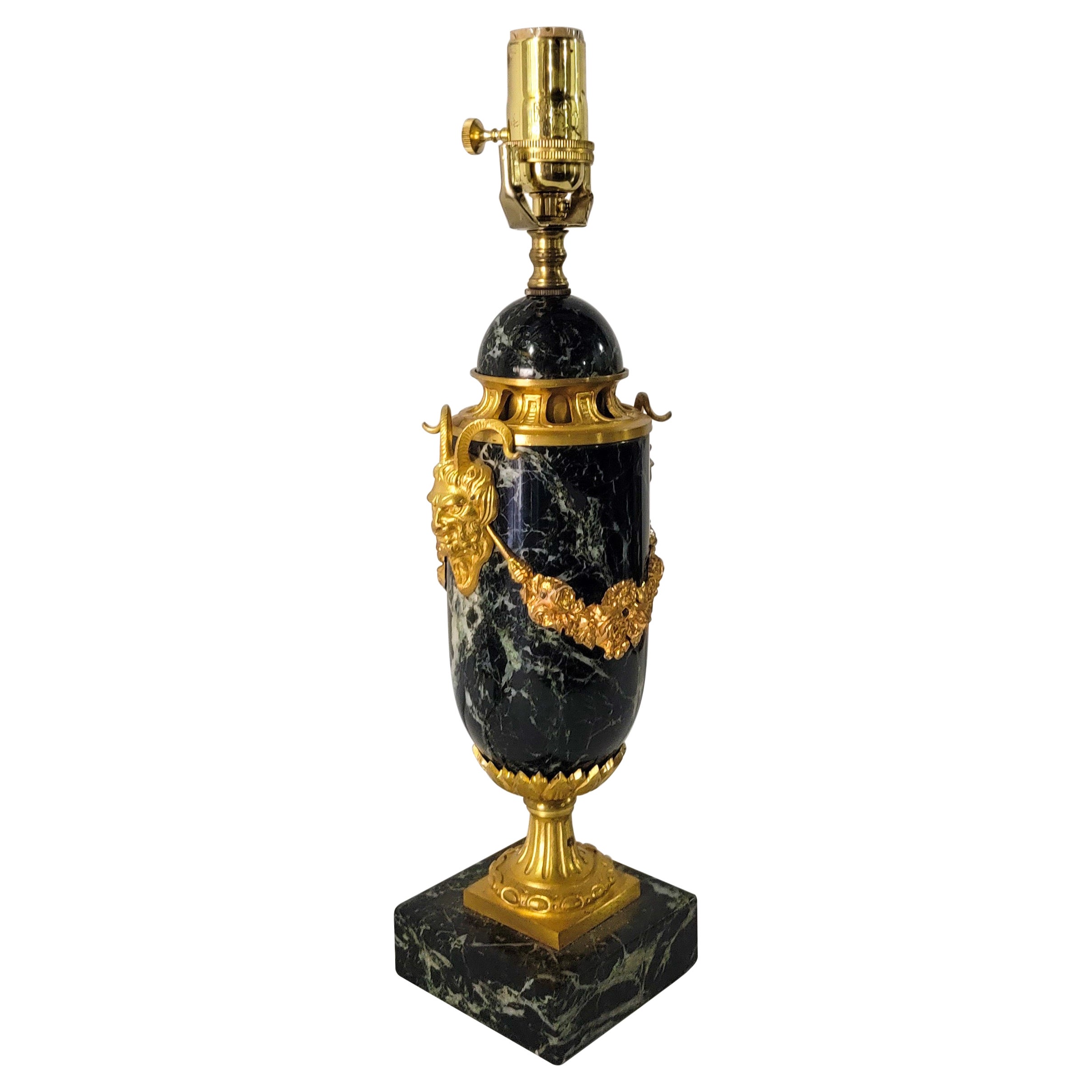 Antique French Neo-Classical Gilt Bronze and Black Marble Urn Lamp