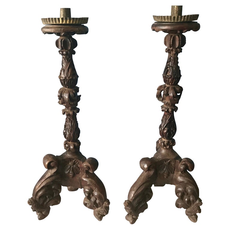 Pair of 19th Century Italian Carved Candlesticks at 1stDibs | italian ...