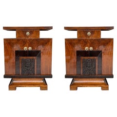 Pair of Art Deco Side Cabinets or Nightstands with Ebonized Details