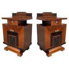 Pair of Art Deco Side Cabinets or Nightstands with Ebonized Details