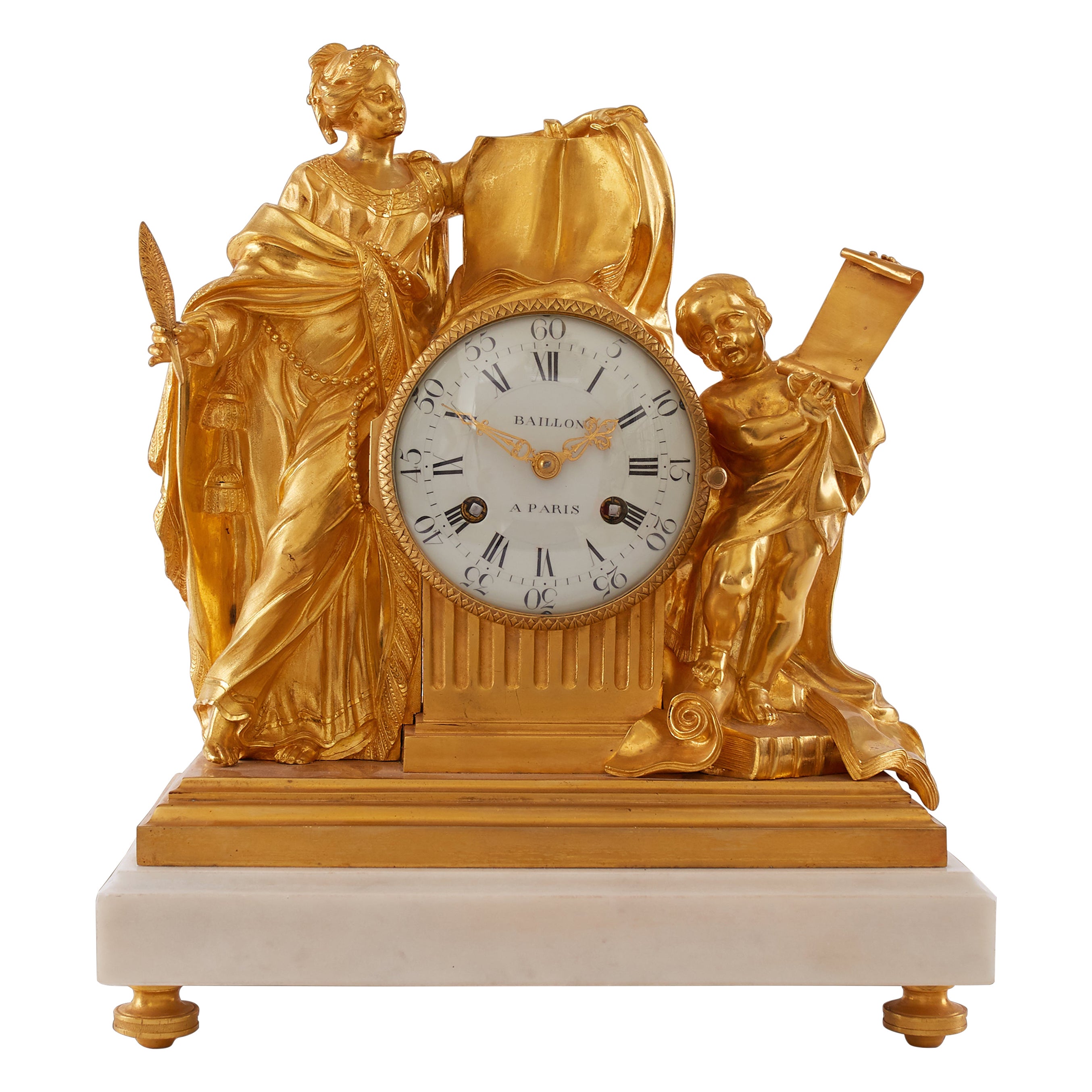 18th Century Clock, Baillon in Paris For Sale