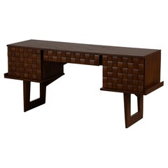 Vintage Paul Laszlo "Basket Weave" Desk for Brown Saltman