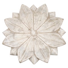 Hand-Carved Marble Lotus Plate, Mid 20th Century