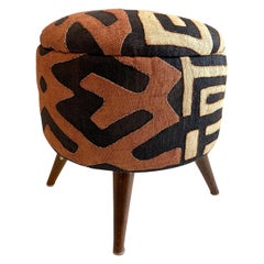 Small Ottoman in Kuba Cloth