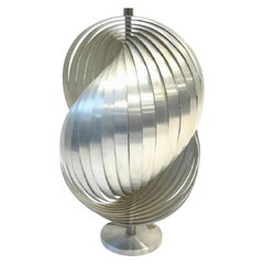 Vintage Spiral Table Lamp, Henri Mathieu, France 1970, Steel, Space Age Mid-Century Vtg