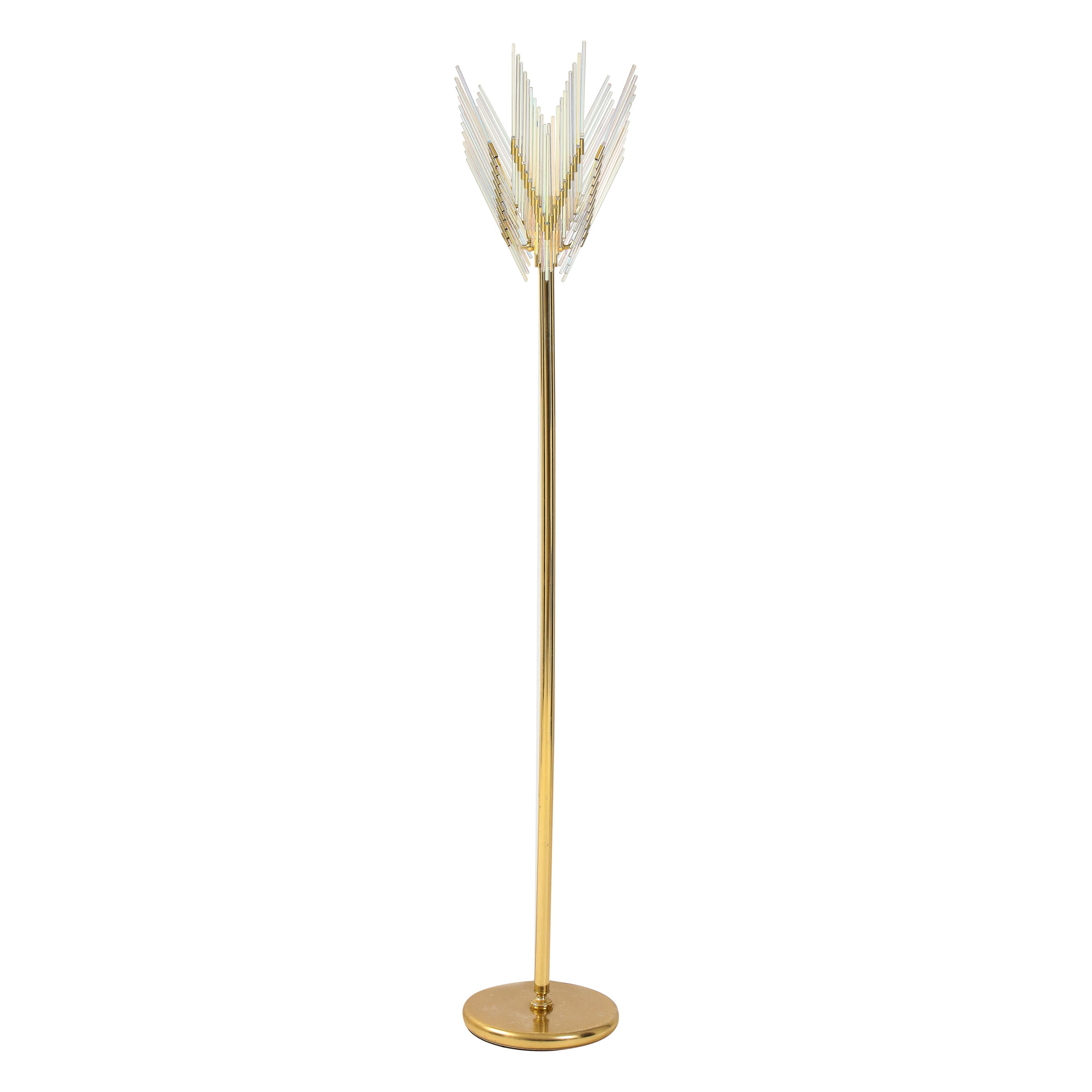 Gaetano Sciolari Iridescent and Gold Plated Standing Lamp For Sale