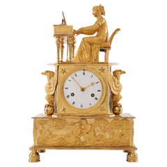 Antique Unusual Empire-Style Ormolu Clock from the 19th Century