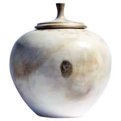 Ivory Glazed Smoke Fired Ceramic Vessel, Circa 1970's