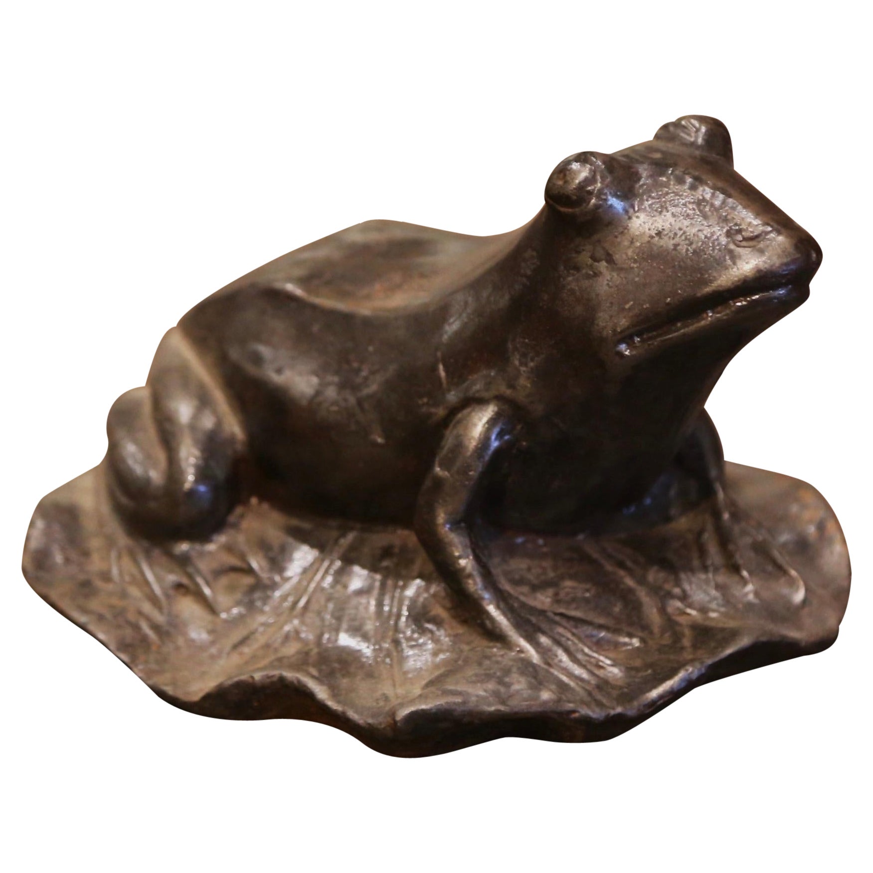 Early 20th Century French Polished Iron Frog Sculpture