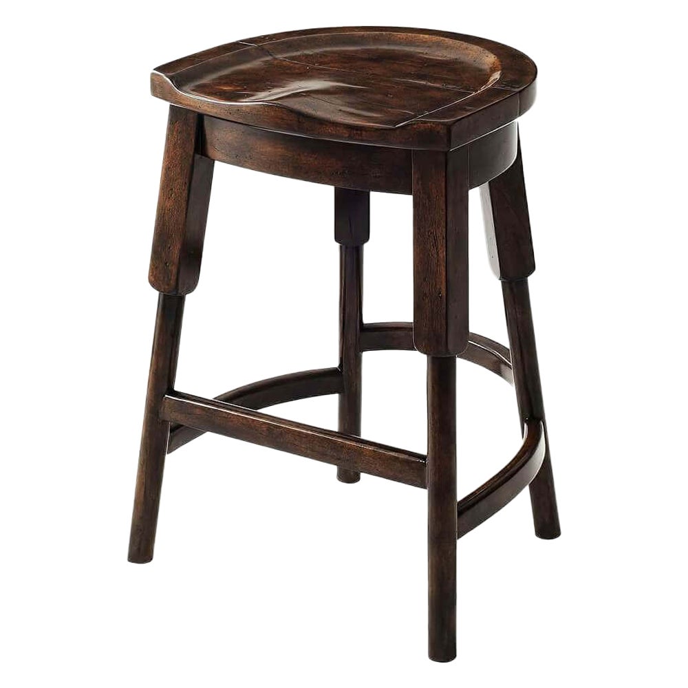 Rustic English Counter Stool For Sale