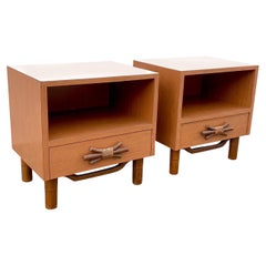 1990s Postmodern Faux Bamboo Nightstands, a Pair