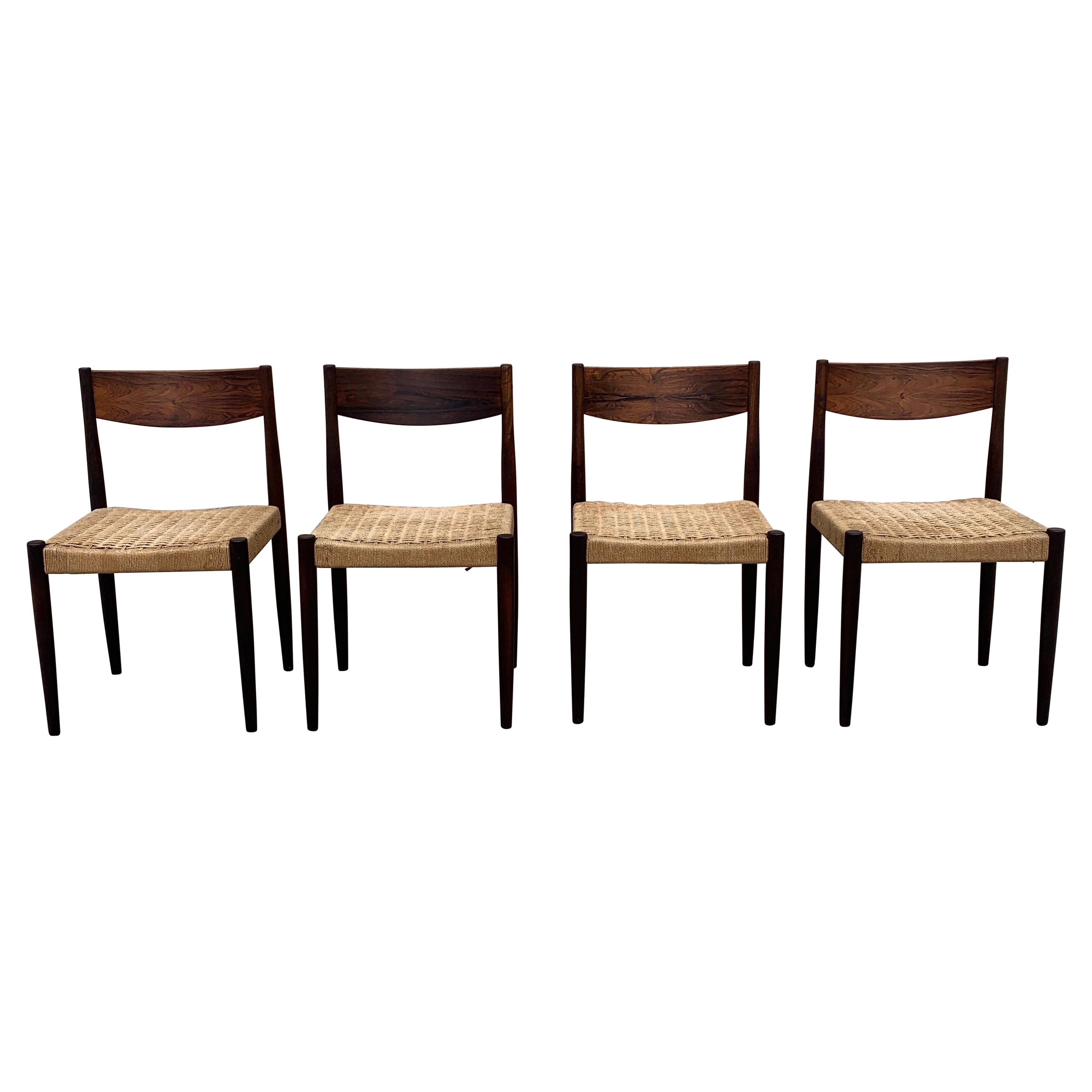 Poul Volther for Frem Rojle Dining Chairs in Rosewood and Danish Cord, set of 4
