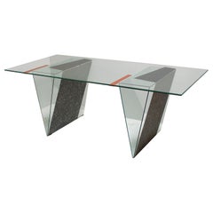 Memphis Glass Desk Custom Made by Architect Robert Mangurian for Grace Designs