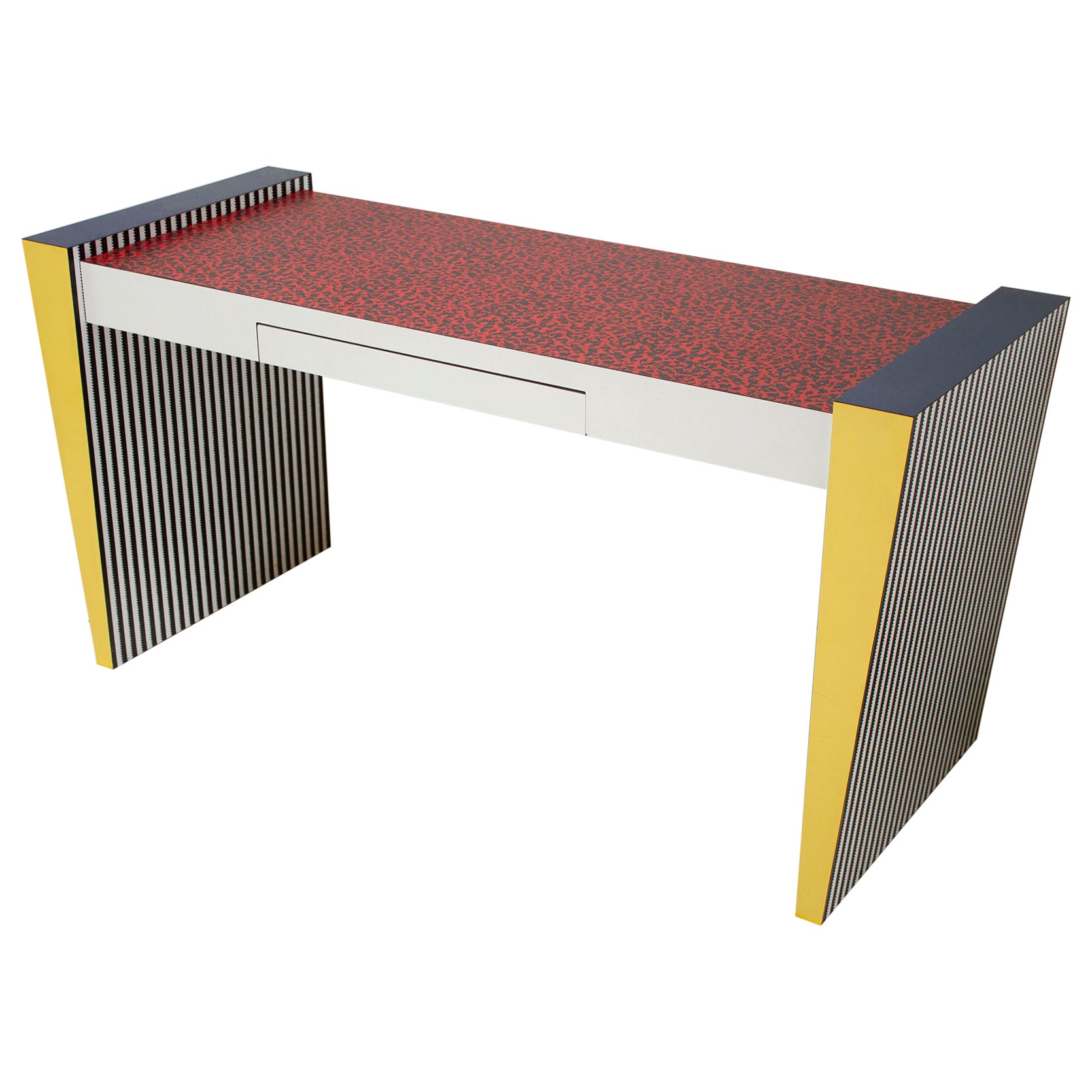 Ettore Sottsass Memphis Desk in "Spugnatto" Red Laminate from Grace Designs 1985