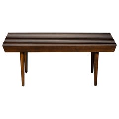 Refinished George Nelson Style Slatted Wood Bench or Table, circa 1960