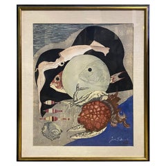 Junichiro Sekino Signed Japanese Limited Edition Woodblock Print Aquarium