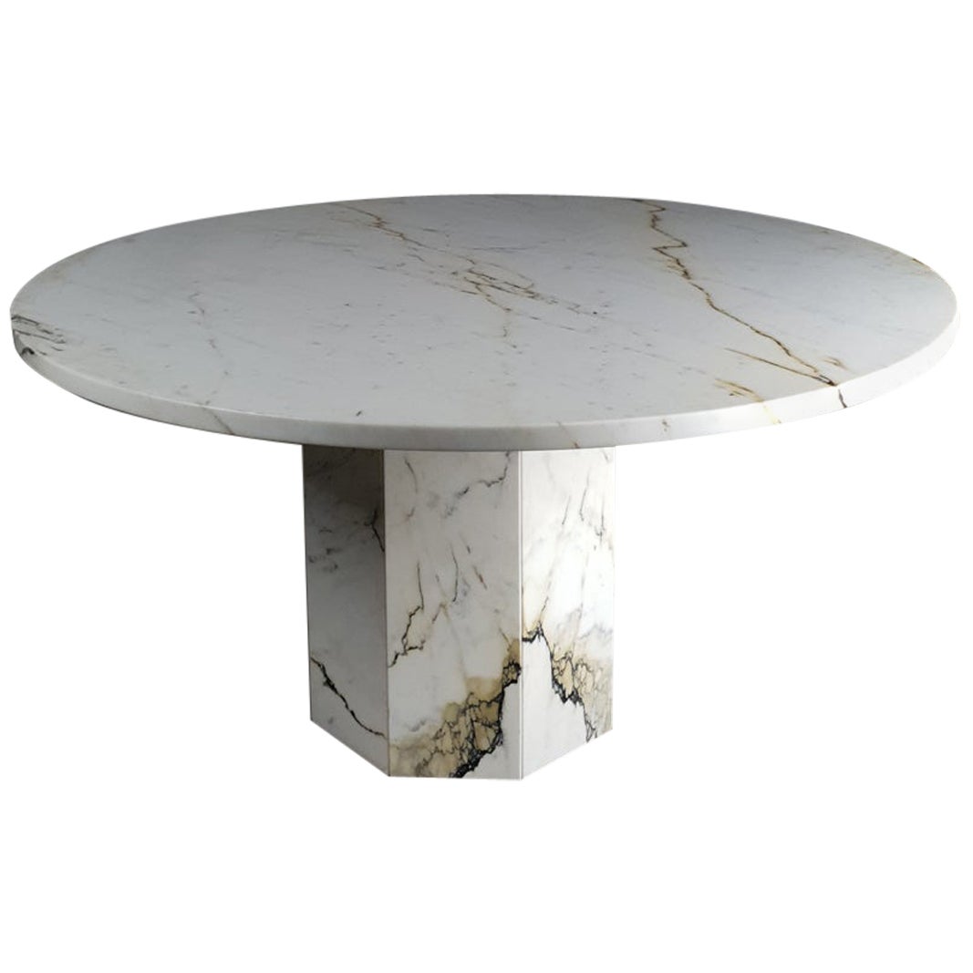 Mid-Century Italian Paonazzo Marble Dining Table, 1970's For Sale