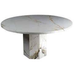 Mesa de comedor italiana de mármol Paonazzo de mediados de siglo, años 70