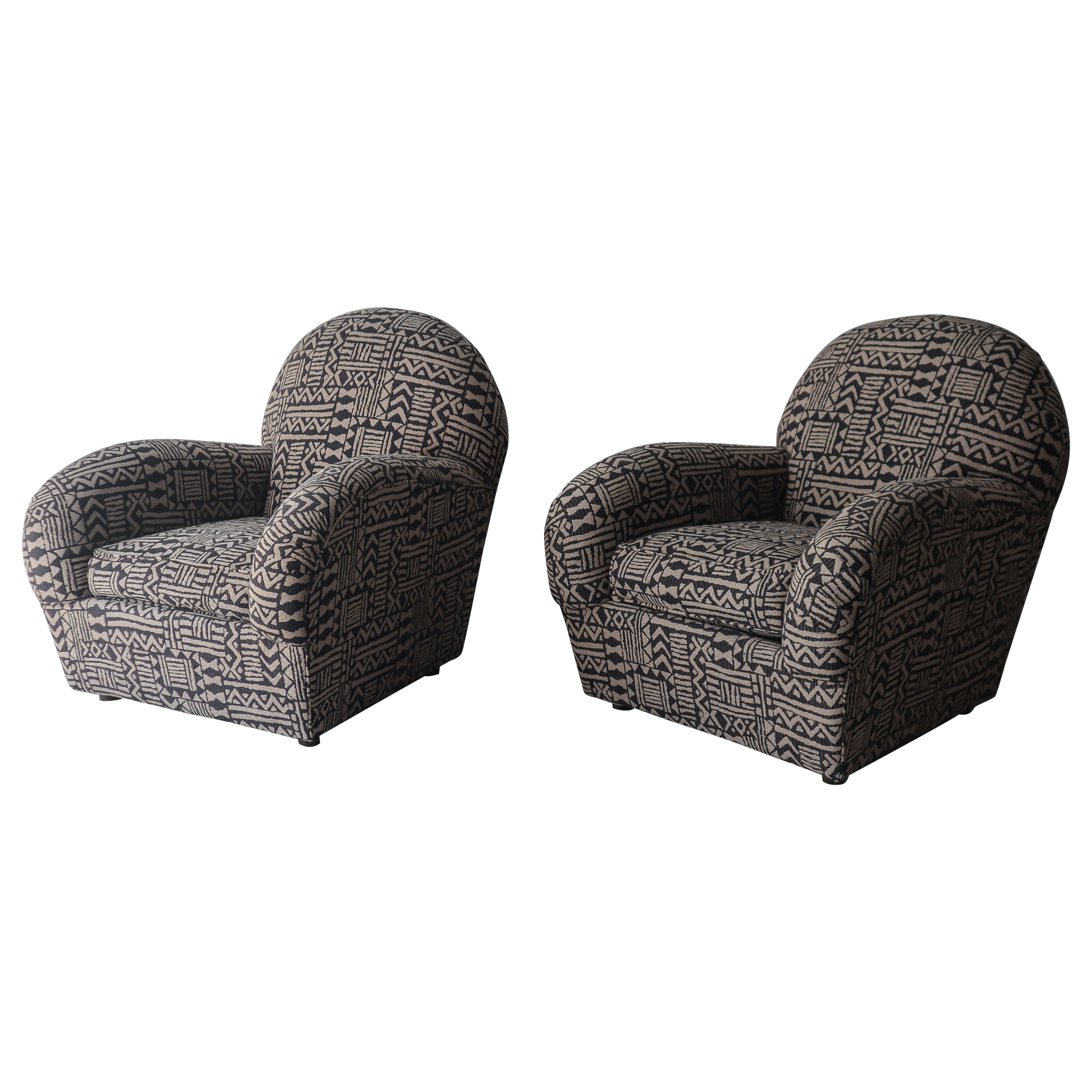 Oversized Pair of Postmodern Lounge Chairs