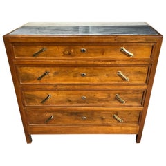 Italian Walnut Chest of Drawers, Original from 1950, with Gray Marble, Drawers