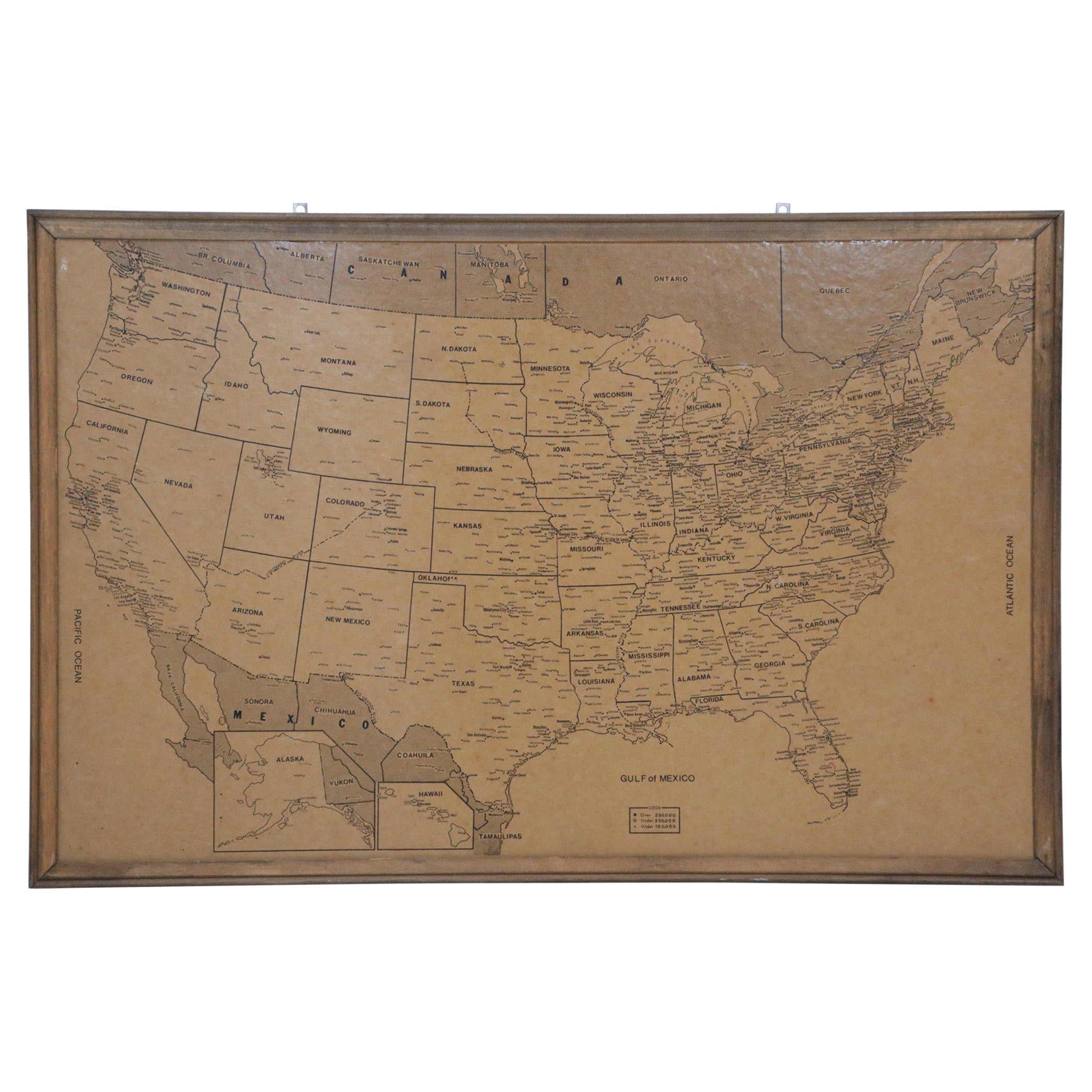 Gerahmte Vintage-Karte der Vereinigten Staaten