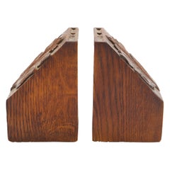 Pair of Carved Oak Bookends