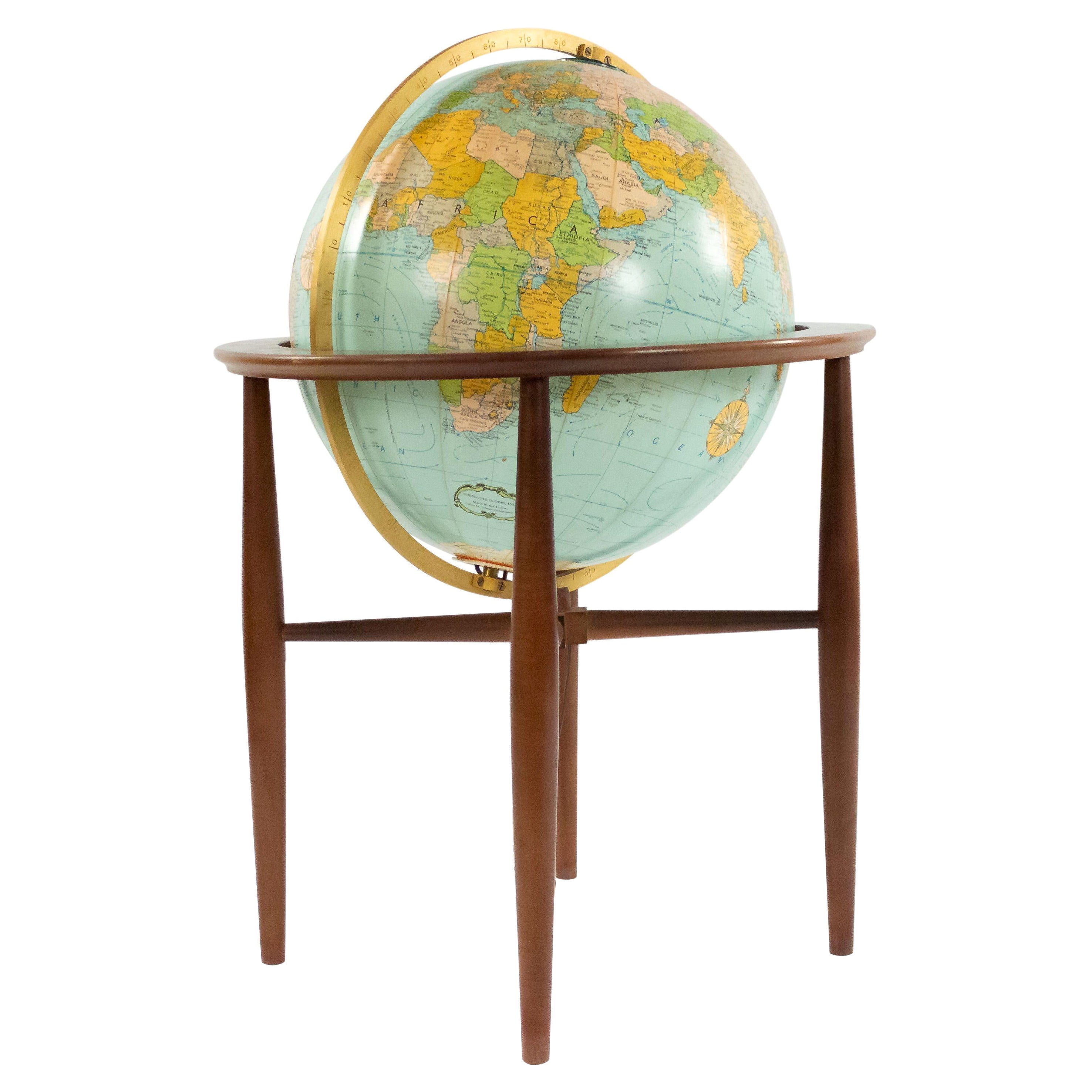 Mid-Century Lighted Globe with Stand