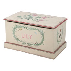 Vintage Contemporary Painted Beige and Floral Floor Trunk