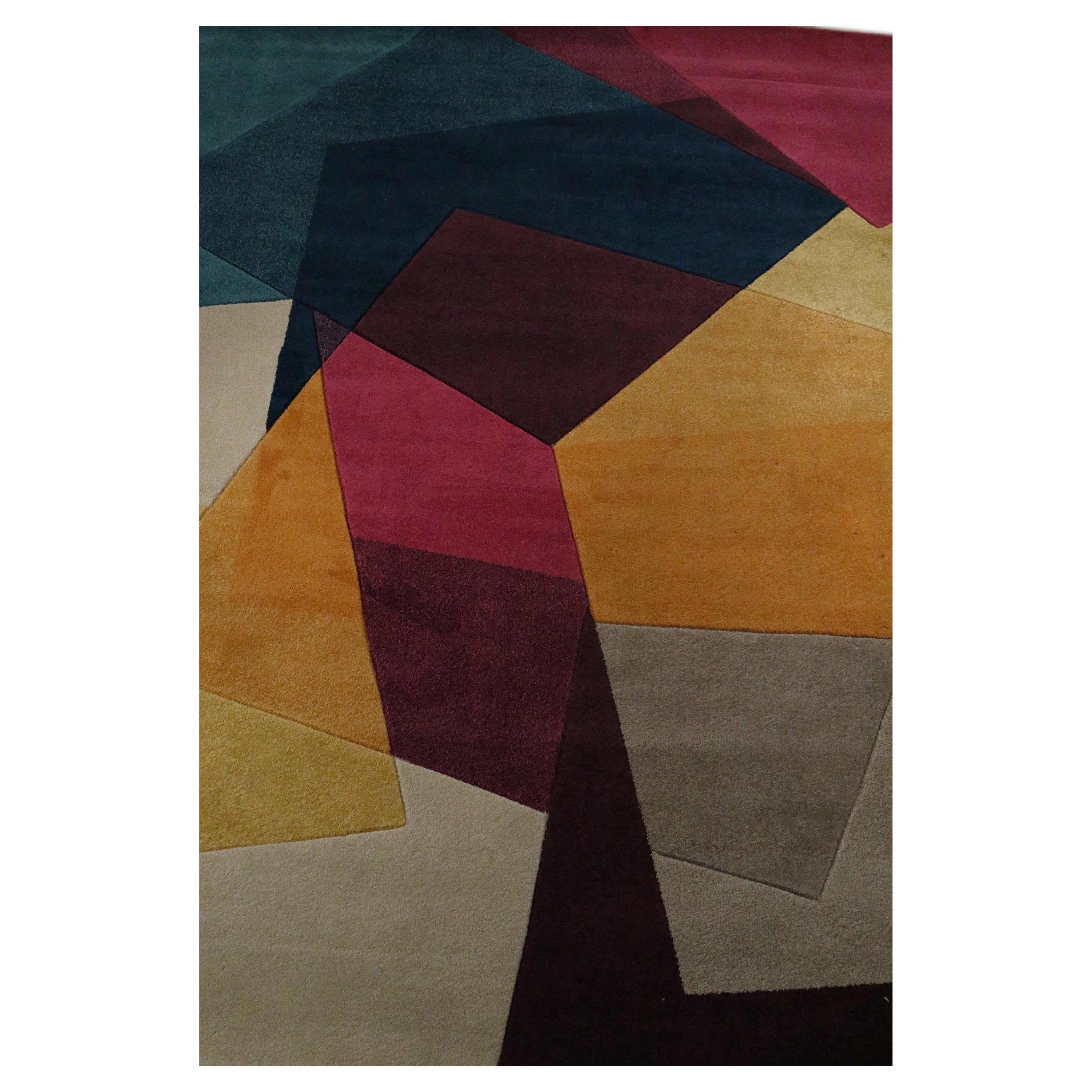 Contemporary Multi-Colored Geometric Pattern Area Rug For Sale