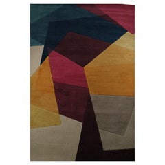 Tapis contemporain à motifs géométriques multicolores