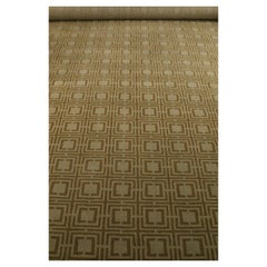 Contemporary Gold and Brown Geometric Patterned Area Rug