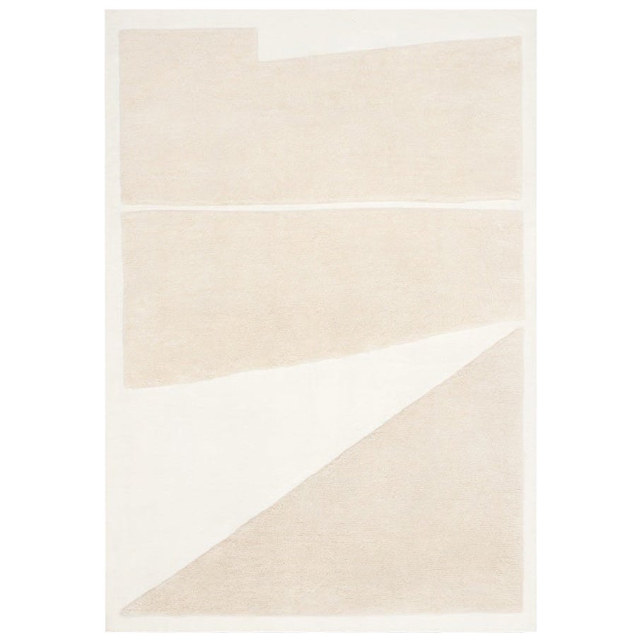 Untitled 2 Cream/Almond, Handknotted Wool Rug in Scandinavian Design For Sale