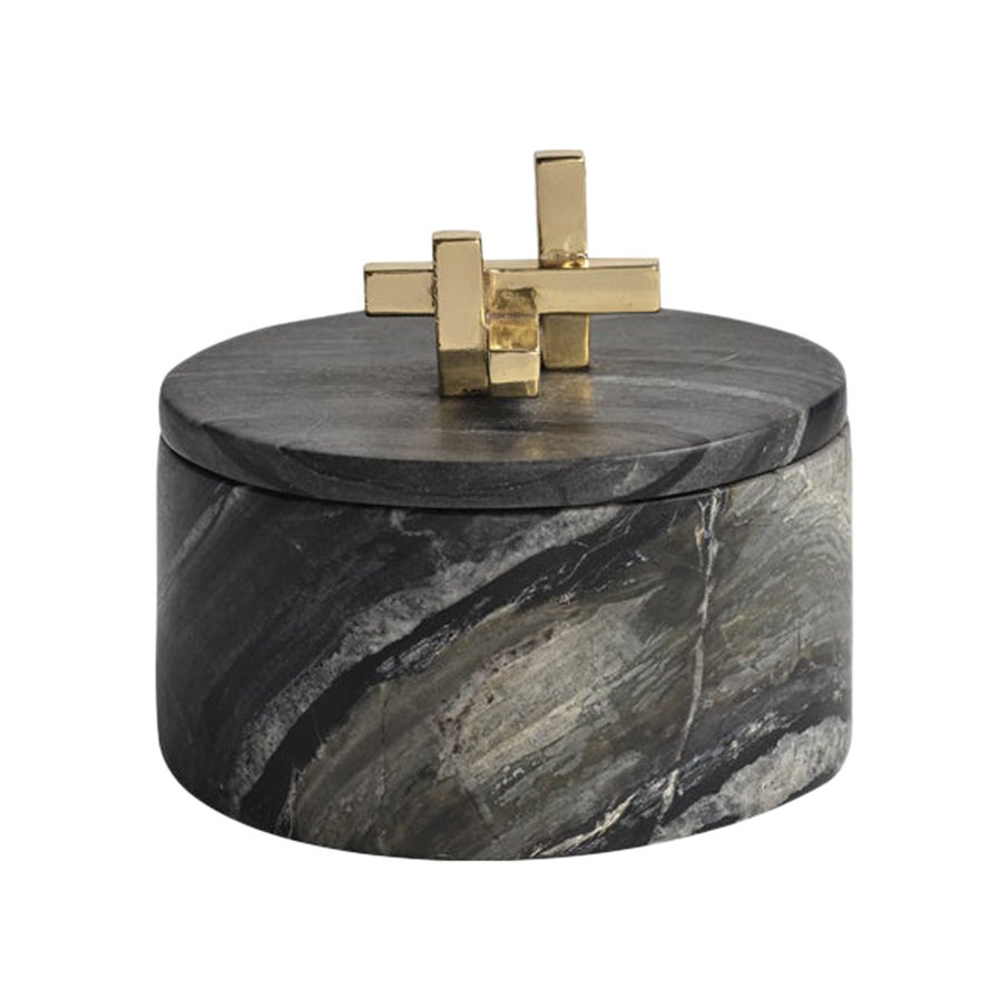 Marble and Brass Metropolis Box Round Jurassic by Greg Natale