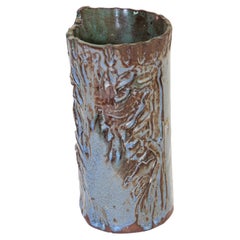 Retro California Studio Organic Pottery Vessel Brush Pot Vase