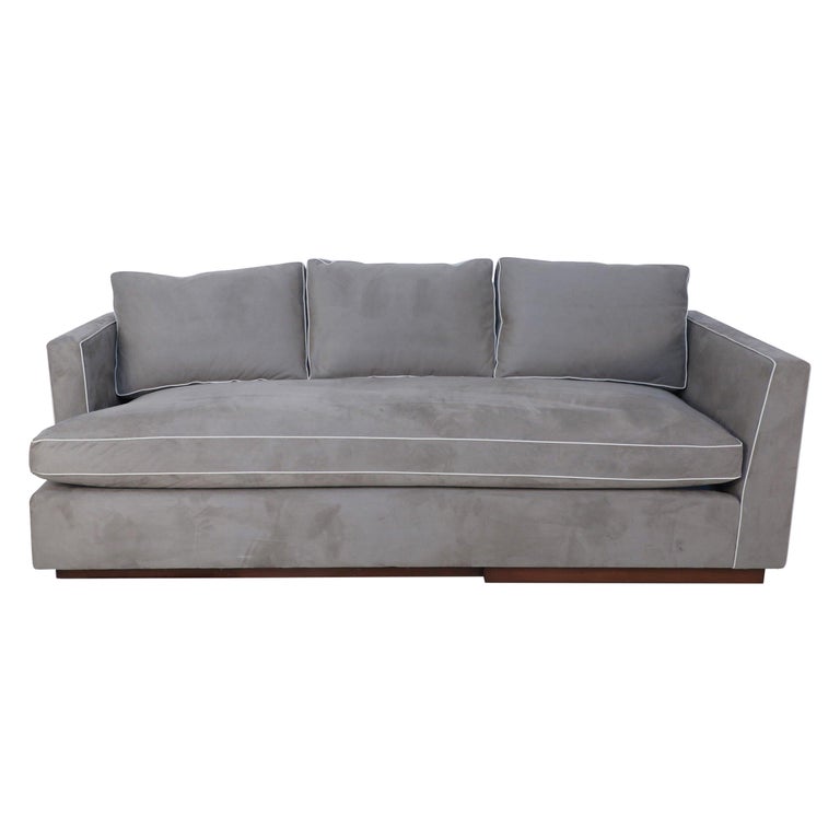 Contemporary Overstuffed Gray, Overstuffed Leather Sectional Sofa