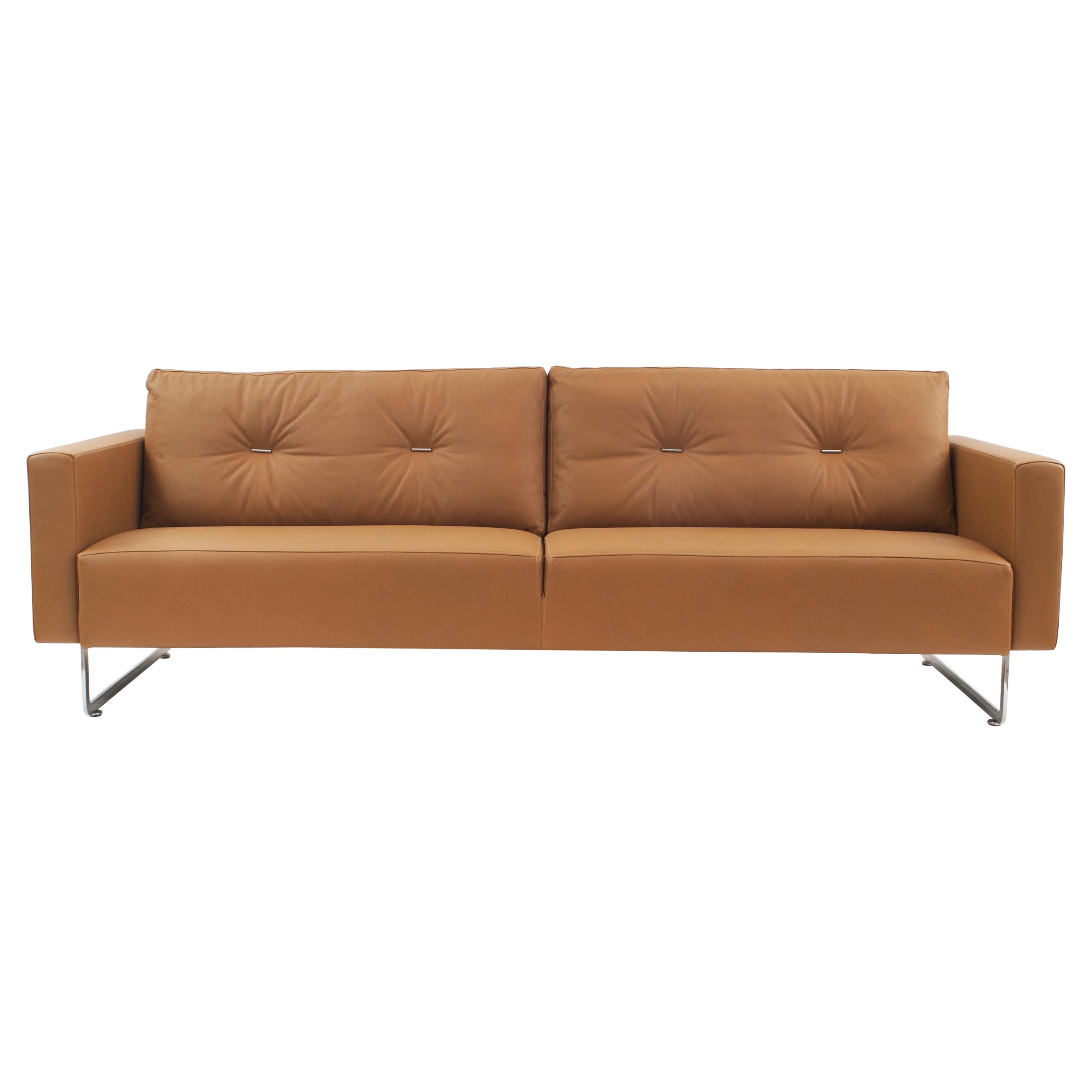 Contemporary Caramel Leather Sofa For Sale