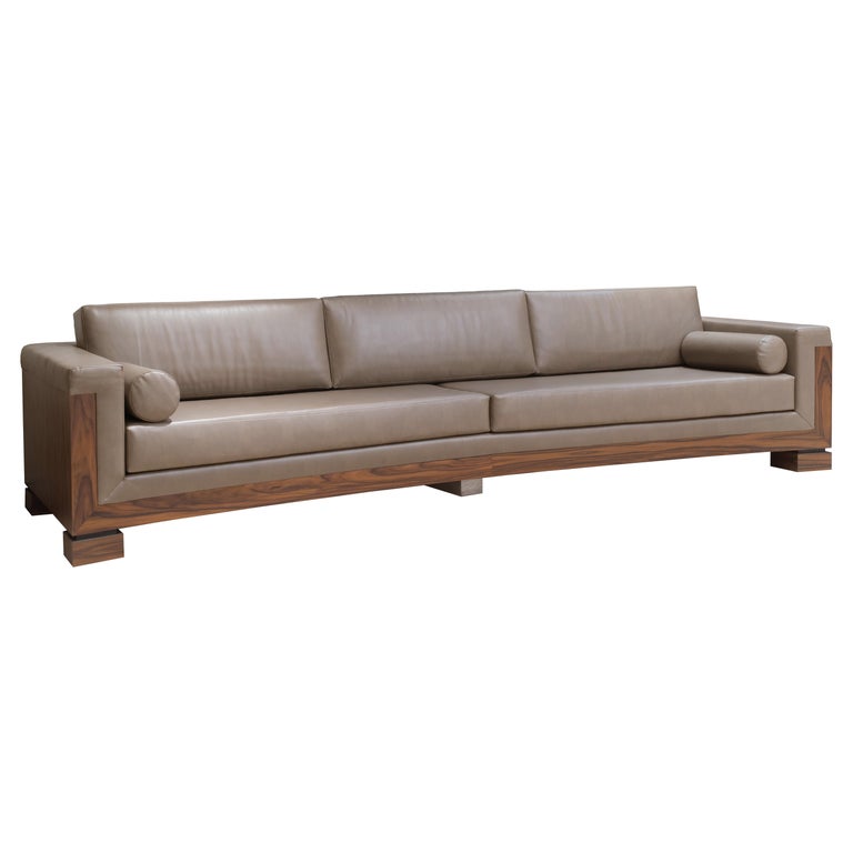 Contemporary Extra Long Taupe Leather Sofa For At 1stdibs Sofas On Couch