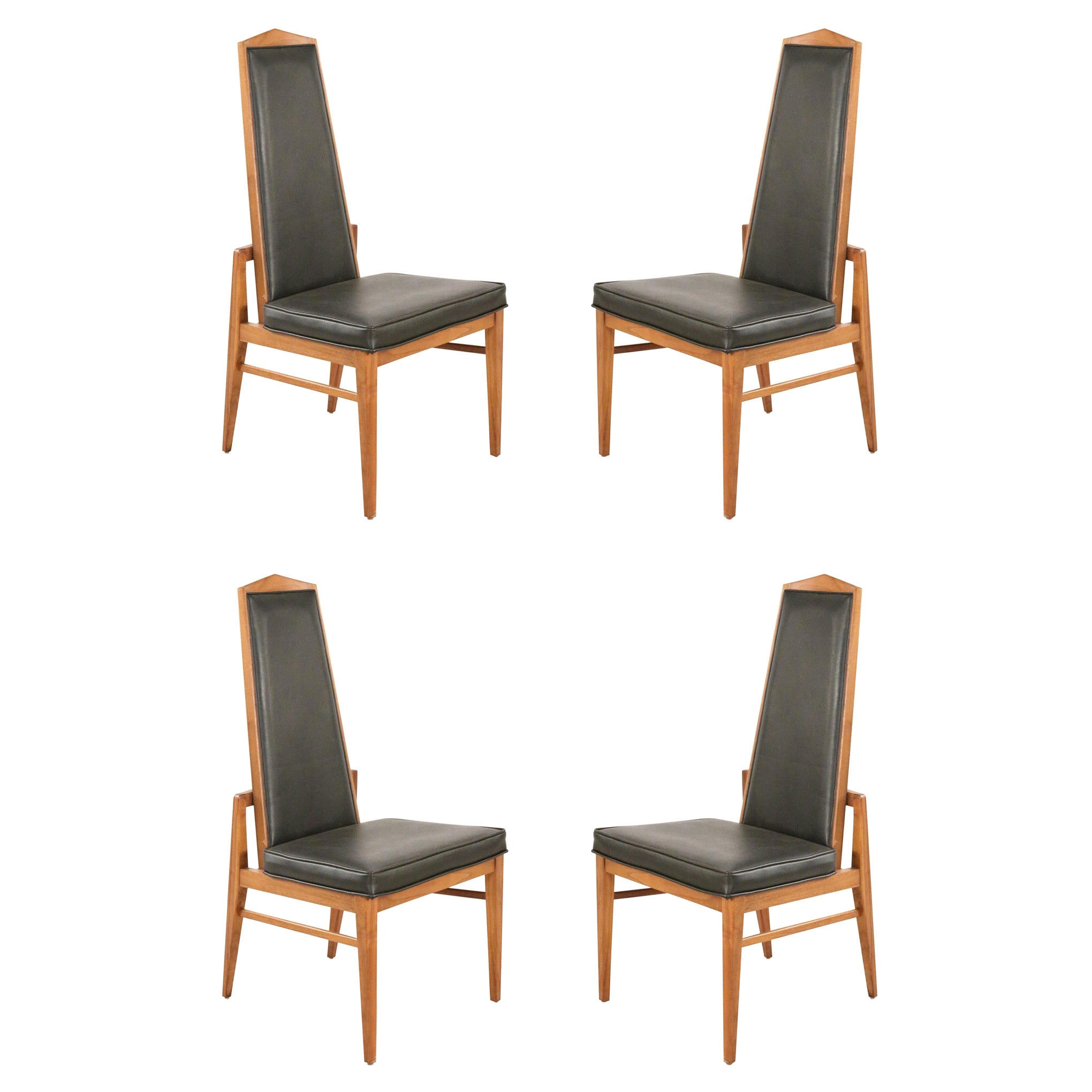 Foster-McDavid ensemble de 4 chaises de salle à manger en vinyle noir du  milieu du siècle dernier - En vente sur 1stDibs