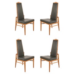 Set of 4 Mid-Century Foster-McDavid Black Vinyl Dining Chairs