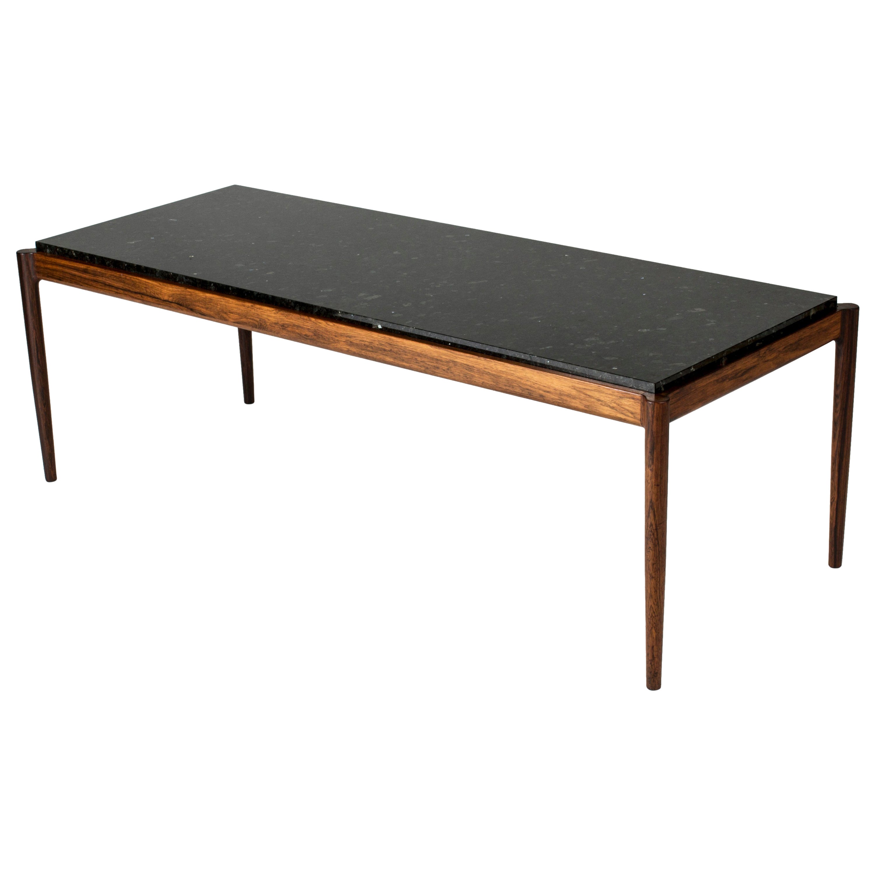 Rosewood & Marble Coffee Table by Ib Kofod-Larson for Seffle Möller, Sweden For Sale