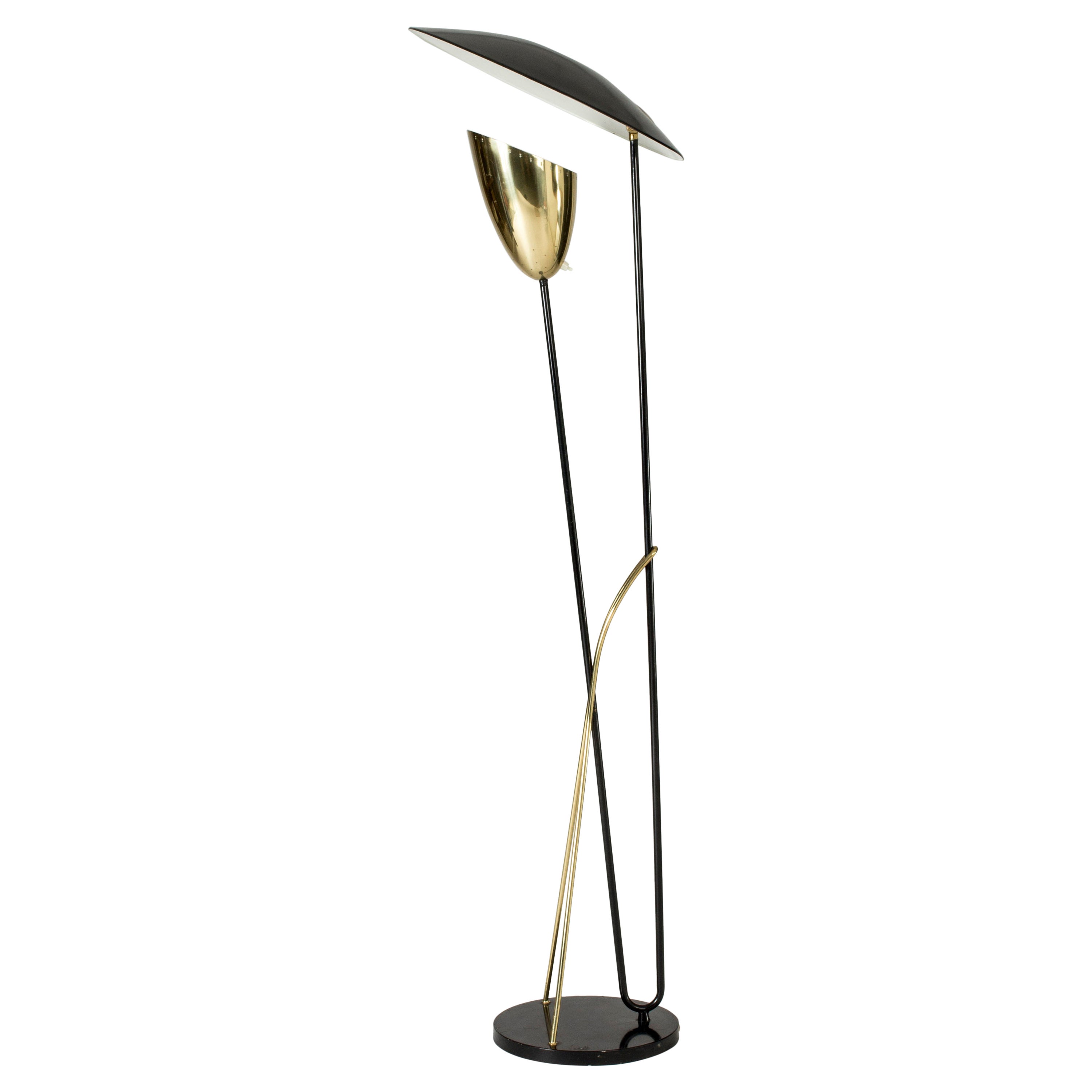 Lacquered Metal and Brass Floor Lamp by Svend Aage Holm Sørensen, Denmark For Sale