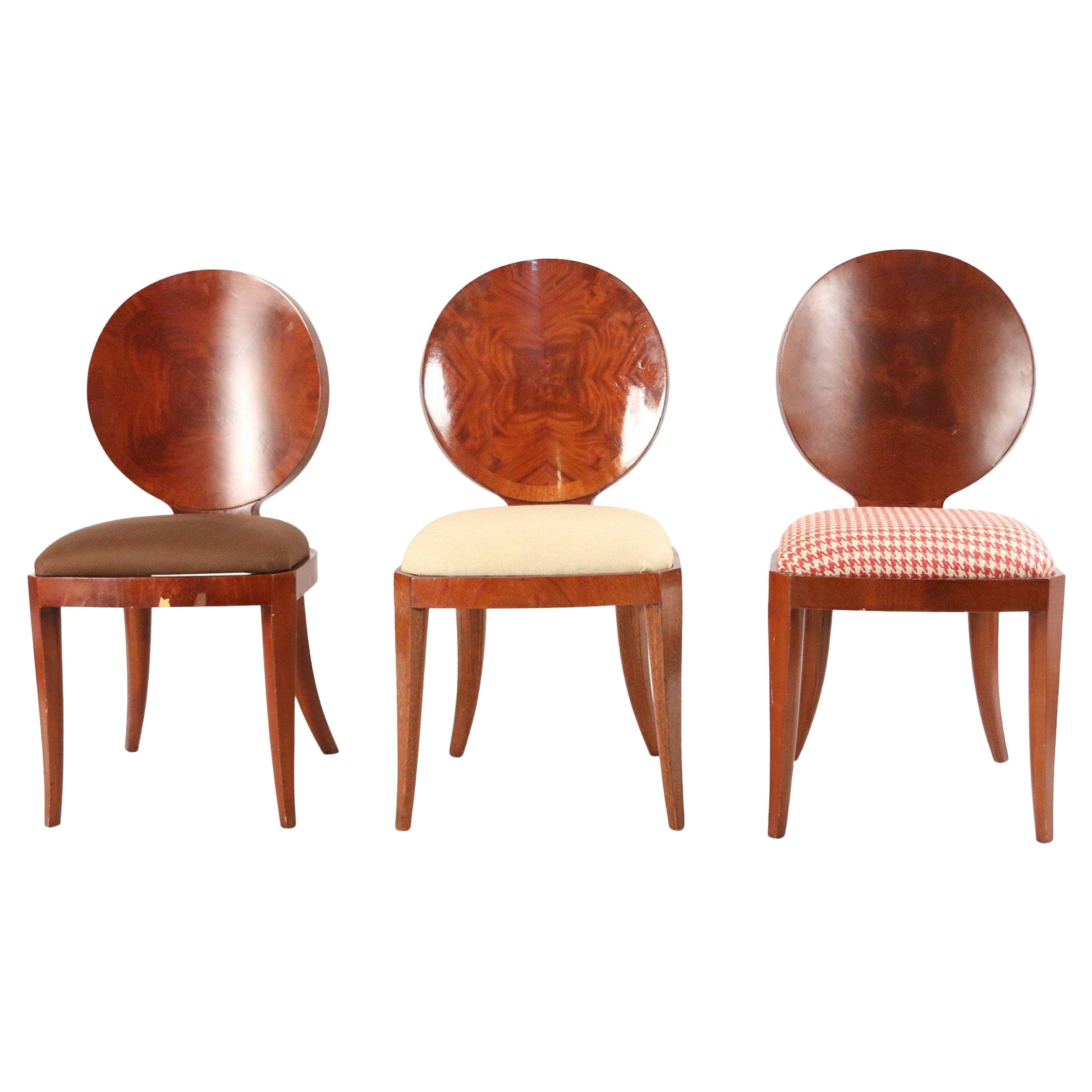 Set of 13 Mid-Century Maple Veneer Oval Back Side Chairs For Sale