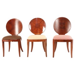 Vintage Set of 13 Mid-Century Maple Veneer Oval Back Side Chairs